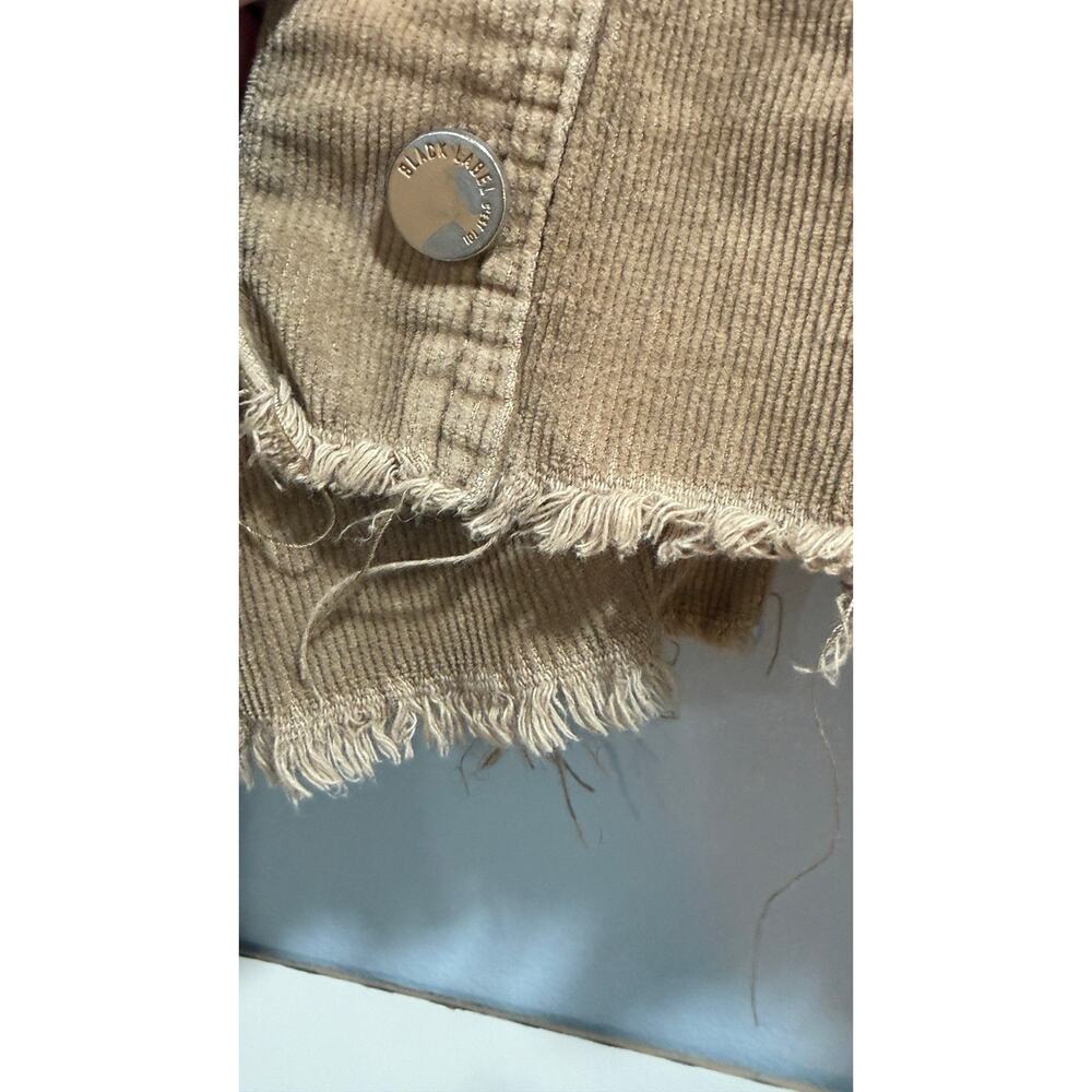 BLACK LABEL Tan CORDUROY Cut-Off Hem BUTTON-UP Cropped CUTE CASUAL Jacket Sz L - Picture 6 of 13